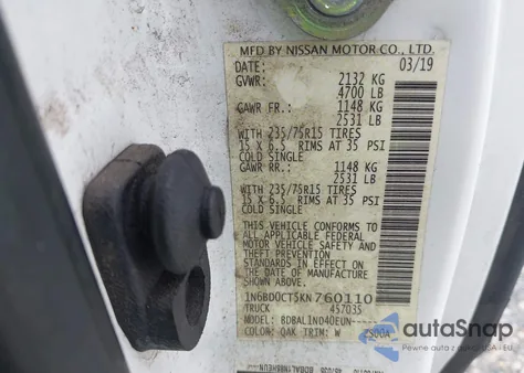 2019 Nissan Frontier S из США, поврежденный, VIN 1N6BD0CT5KN760110